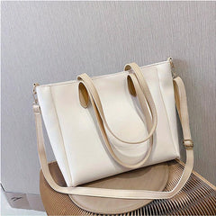Textured Tote Bag PU Leather Large Capacity Shoulder Bag Casual Commuter Bag