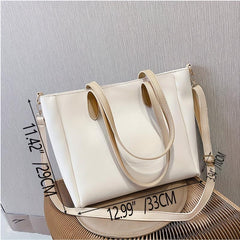 Textured Tote Bag PU Leather Large Capacity Shoulder Bag Casual Commuter Bag