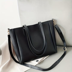 Textured Tote Bag PU Leather Large Capacity Shoulder Bag Casual Commuter Bag