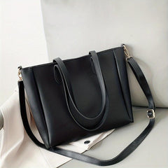 Textured Tote Bag PU Leather Large Capacity Shoulder Bag Casual Commuter Bag
