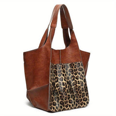 Vintage Pattern Shoulder Bag Faux Leather Work Tote Bag