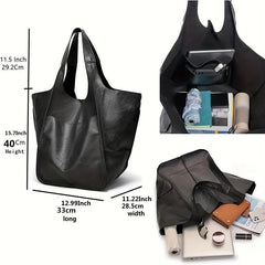 Vintage Pattern Shoulder Bag Faux Leather Work Tote Bag