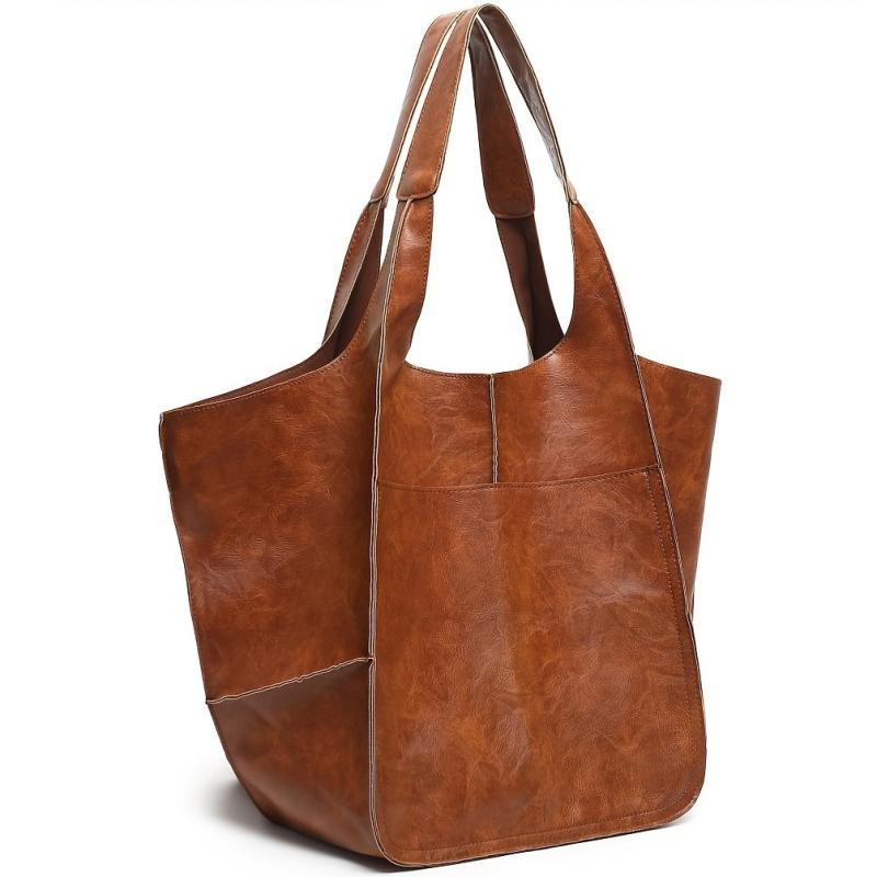 Vintage Pattern Shoulder Bag Faux Leather Work Tote Bag