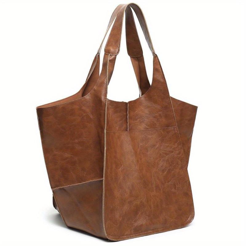 Vintage Pattern Shoulder Bag Faux Leather Work Tote Bag