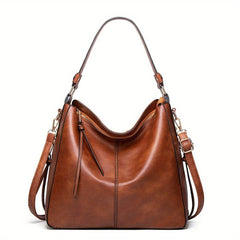 Women's Vintage Hobo Tote Bag Large Capacity Solid Shoulder Bag