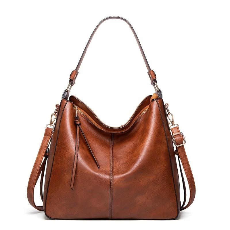 Women's Vintage Hobo Tote Bag Large Capacity Solid Shoulder Bag
