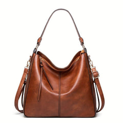 Women's Vintage Hobo Tote Bag Large Capacity Solid Shoulder Bag
