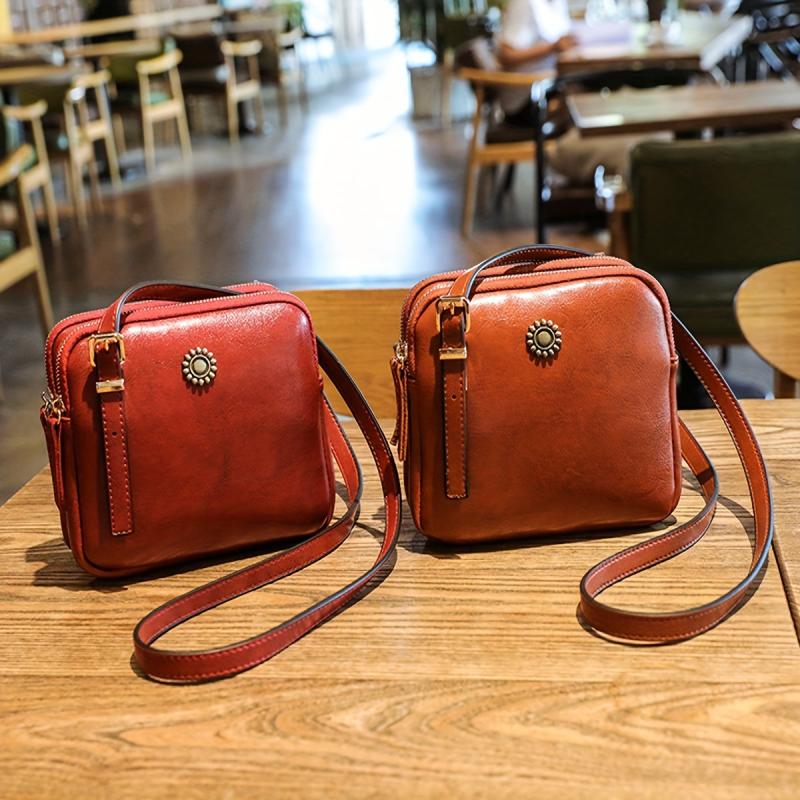 Vintage Square Shoulder Bag Solid Purse Crossbody Bag