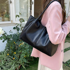 Large Capacity PU Leather Tote Bag for Work & School