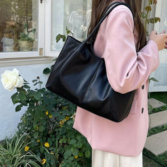 Large Capacity PU Leather Tote Bag for Work & School