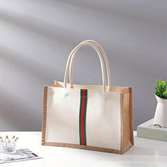 Linen Satchel Tote Bag Lightweight Shoulder Lunch Bag
