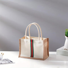 Linen Satchel Tote Bag Lightweight Shoulder Lunch Bag