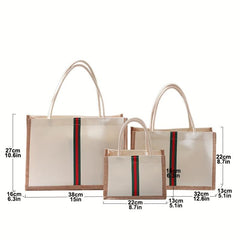 Linen Satchel Tote Bag Lightweight Shoulder Lunch Bag
