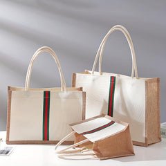 Linen Satchel Tote Bag Lightweight Shoulder Lunch Bag