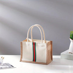 Linen Satchel Tote Bag Lightweight Shoulder Lunch Bag