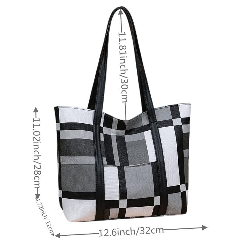Colorblock Tote Bag Large Capacity Shoulder Bag Casual Handbag
