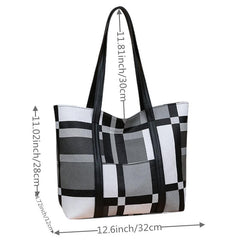 Colorblock Tote Bag Large Capacity Shoulder Bag Casual Handbag