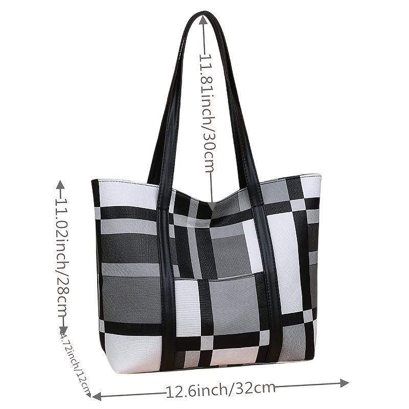 Colorblock Tote Bag Large Capacity Shoulder Bag Casual Handbag