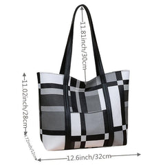 Colorblock Tote Bag Large Capacity Shoulder Bag Casual Handbag