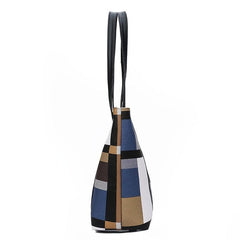 Colorblock Tote Bag Large Capacity Shoulder Bag Casual Handbag