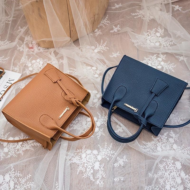 Mini Satchel Crossbody Bag PU Leather Textured Versatile Shoulder Bag