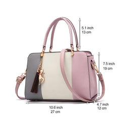 Women's Colorblock Tote Bag Shoulder Zip Satchel Work
