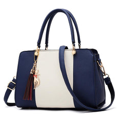 Women's Colorblock Tote Bag Shoulder Zip Satchel Work