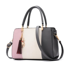 Women's Colorblock Tote Bag Shoulder Zip Satchel Work