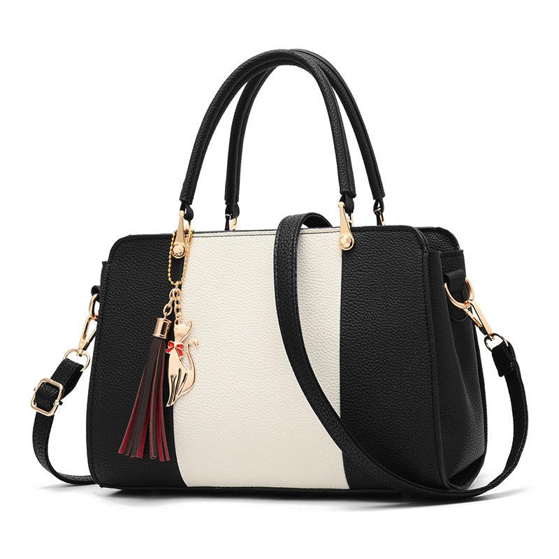 Women's Colorblock Tote Bag Shoulder Zip Satchel Work