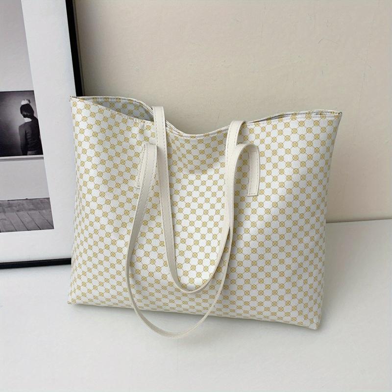 Vintage Geometric Print Tote Bag Large Capacity Handbag