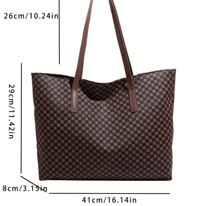 Vintage Geometric Print Tote Bag Large Capacity Handbag
