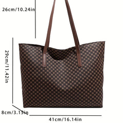 Vintage Geometric Print Tote Bag Large Capacity Handbag