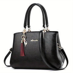 Embroidery Detail Handbags PU Crossbody Bag Women's Top Handle Satchel Purses
