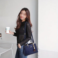 Embroidery Detail Handbags PU Crossbody Bag Women's Top Handle Satchel Purses