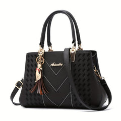 Embroidery Detail Handbags PU Crossbody Bag Women's Top Handle Satchel Purses