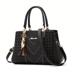 Embroidery Detail Handbags PU Crossbody Bag Women's Top Handle Satchel Purses