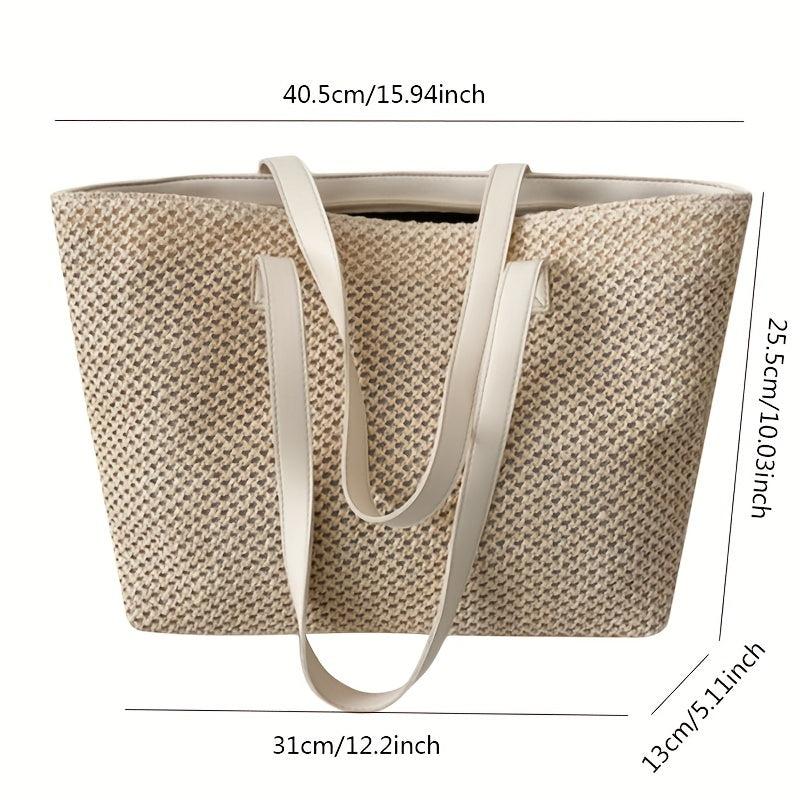 Straw Tote Bag Large Capacity Shoulder Bag For Travel