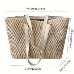 Straw Tote Bag Large Capacity Shoulder Bag For Travel