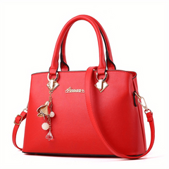 Classic Women's Tote Bag Zipper Satchel Bag With Detachable Strap
