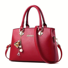Classic Women's Tote Bag Zipper Satchel Bag With Detachable Strap