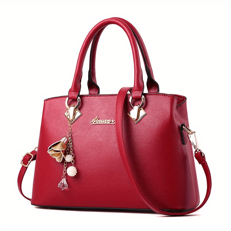 Classic Women's Tote Bag Zipper Satchel Bag With Detachable Strap