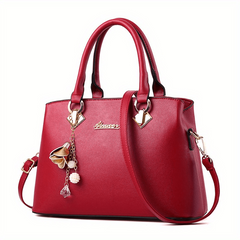 Classic Women's Tote Bag Zipper Satchel Bag With Detachable Strap