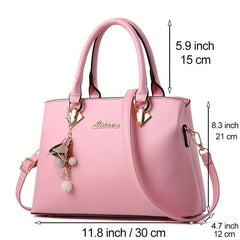 Classic Women's Tote Bag Zipper Satchel Bag With Detachable Strap
