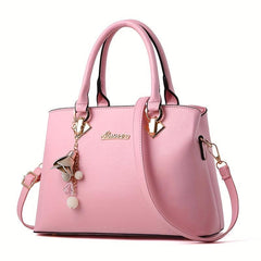 Classic Women's Tote Bag Zipper Satchel Bag With Detachable Strap