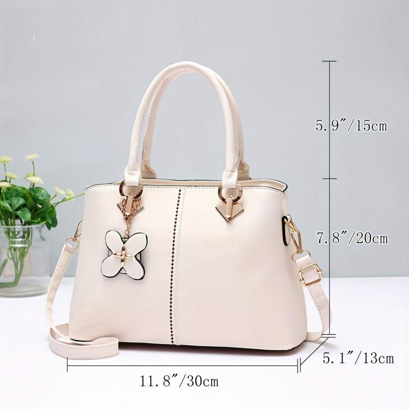 Flower Decor Tote Bag Large Capacity Messenger Shoulder Bag