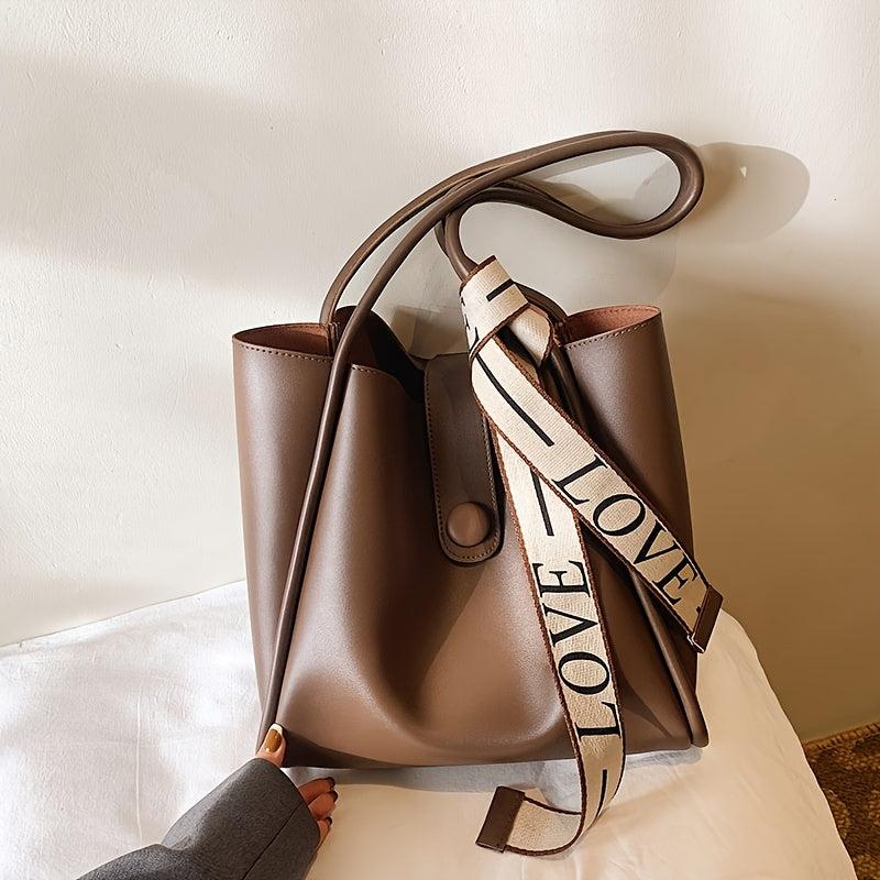 Faux Leather Tote Bag Large Shoulder Bag For Women