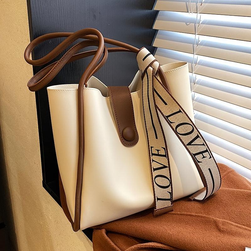 Faux Leather Tote Bag Large Shoulder Bag For Women