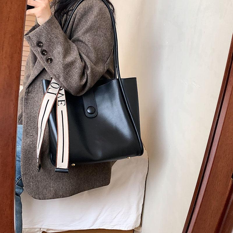 Faux Leather Tote Bag Large Shoulder Bag For Women
