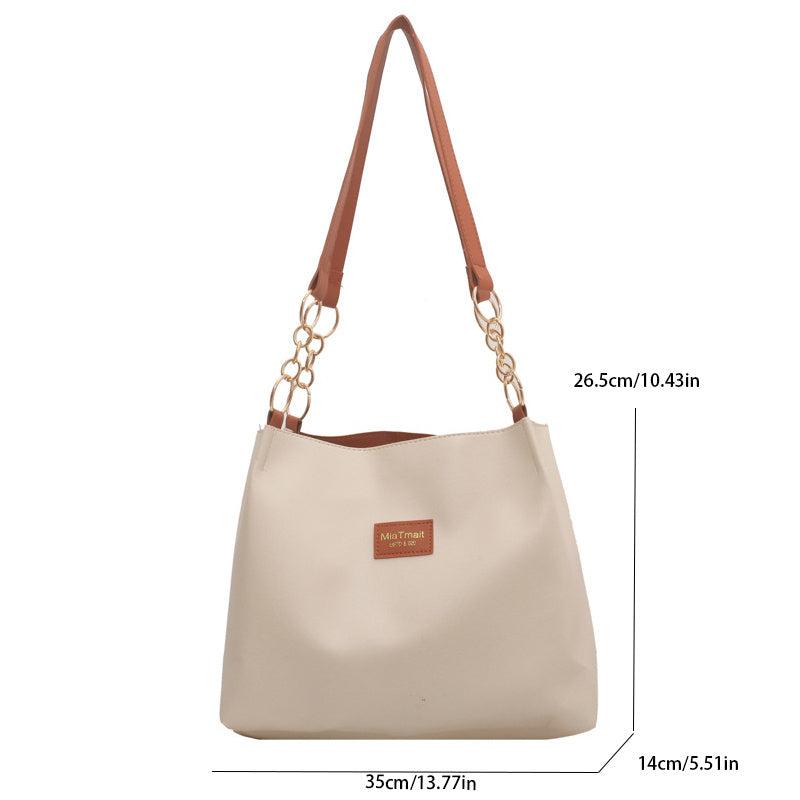 Chain Tote Bag Large Capacity Shoulder Bag Vegan Leather Handbag