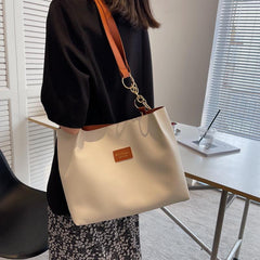 Chain Tote Bag Large Capacity Shoulder Bag Vegan Leather Handbag